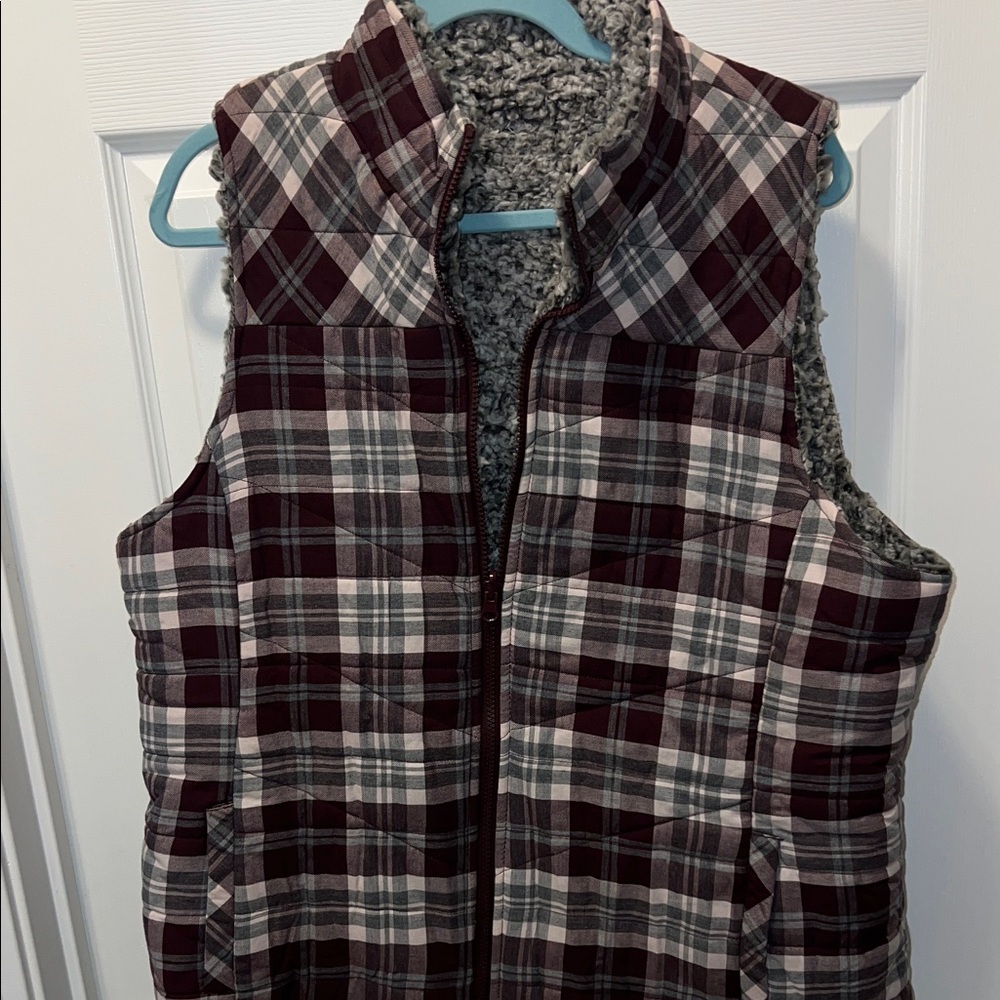 Maurices Plaid Vest - Purple and Gray